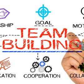 team building concept drawn on white background