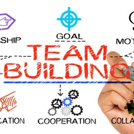 team building concept drawn on white background